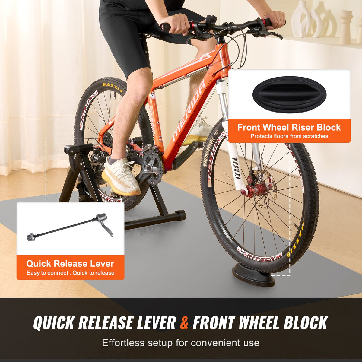 Fluid Bike Trainer Stand | Fits 26"-29" Wheels | Noise Reduction Flywheel