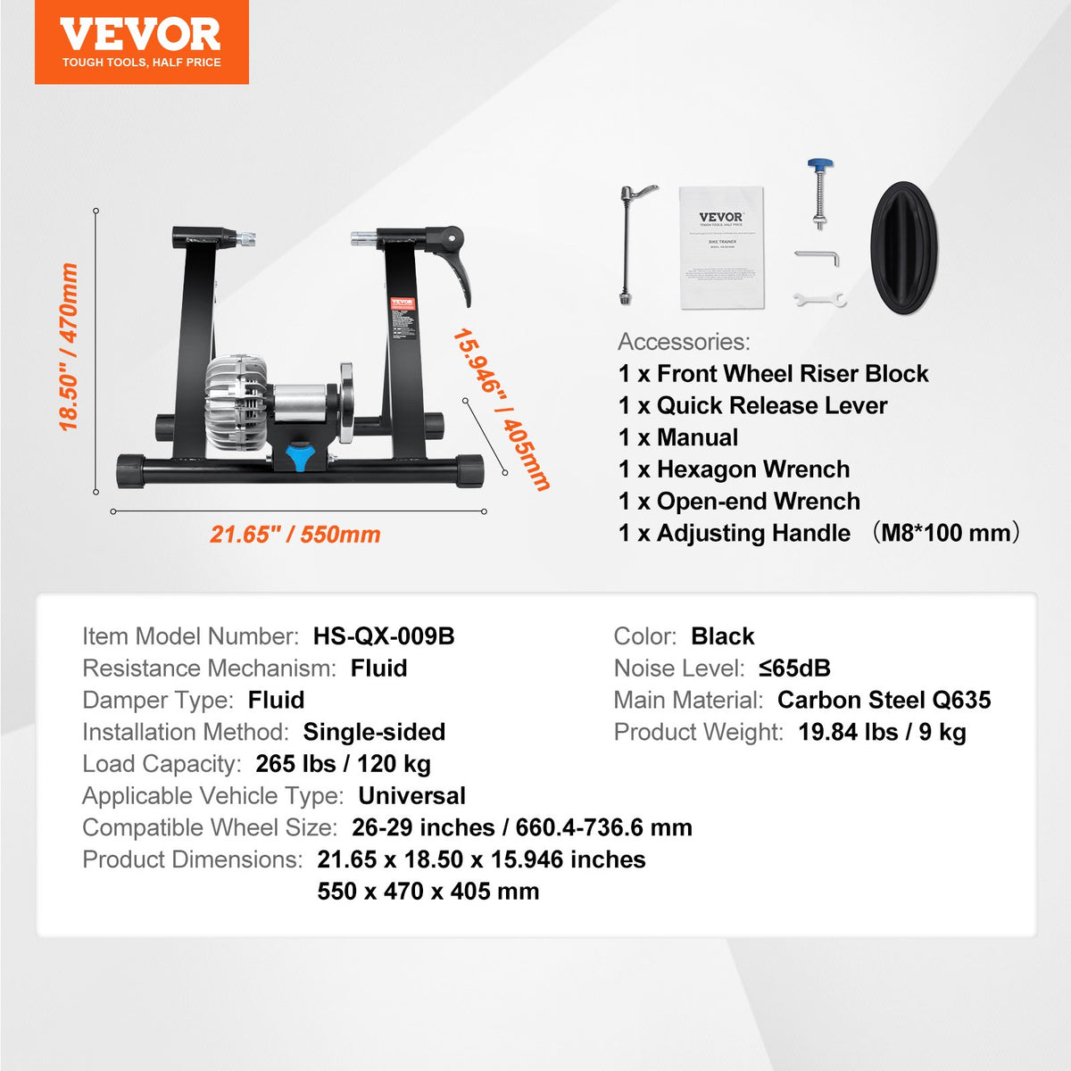 Fluid Bike Trainer Stand | Fits 26"-29" Wheels | Noise Reduction Flywheel