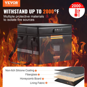 Fireproof Document Box | Lockable Fireproof & Waterproof File Bag | 450x140x315mm for Money, Documents & Jewelry