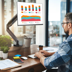 Single Monitor Mount 13"-32" | Gas Spring Arm | 9.1kg Capacity | C-Clamp or Grommet Mount