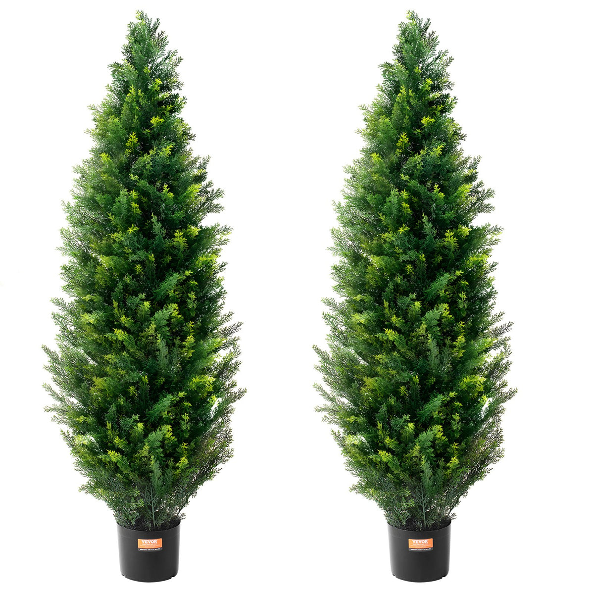 Artificial Cedar Topiary Tree | 2 Pack 4ft Faux UV-Resistant Plants | Indoor Outdoor Decor