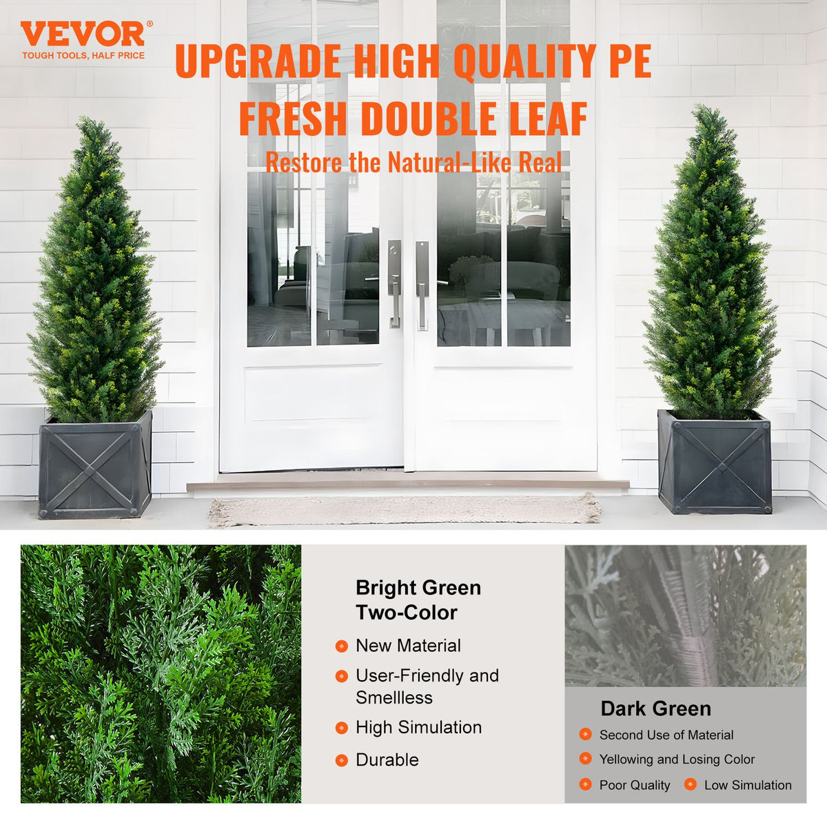 Artificial Cedar Topiary Tree | 2 Pack 4ft Faux UV-Resistant Plants | Indoor Outdoor Decor