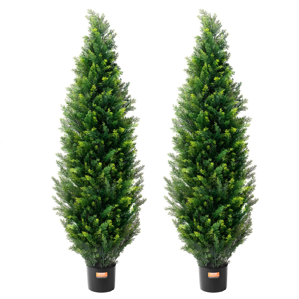 Artificial Cedar Topiary Tree | 2 Pack 5ft Faux UV-Resistant Plants | Indoor Outdoor