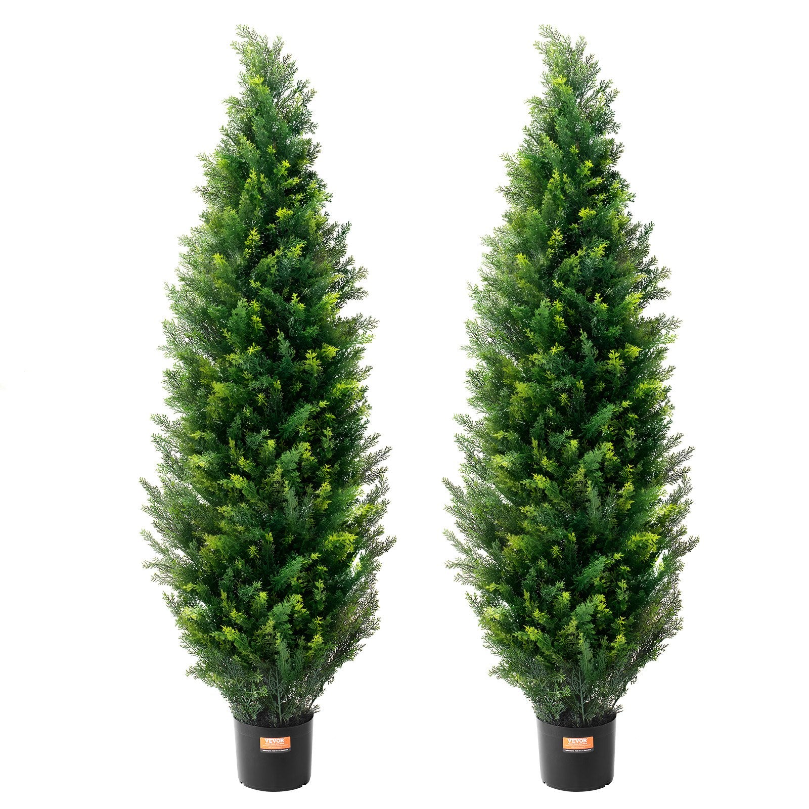 Artificial Cedar Topiary Tree | 2 Pack 5ft Faux UV-Resistant Plants | Indoor Outdoor