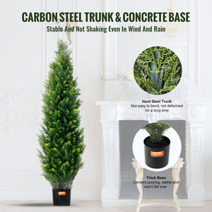 Artificial Cedar Topiary Tree | 2 Pack 5ft Faux UV-Resistant Plants | Indoor Outdoor
