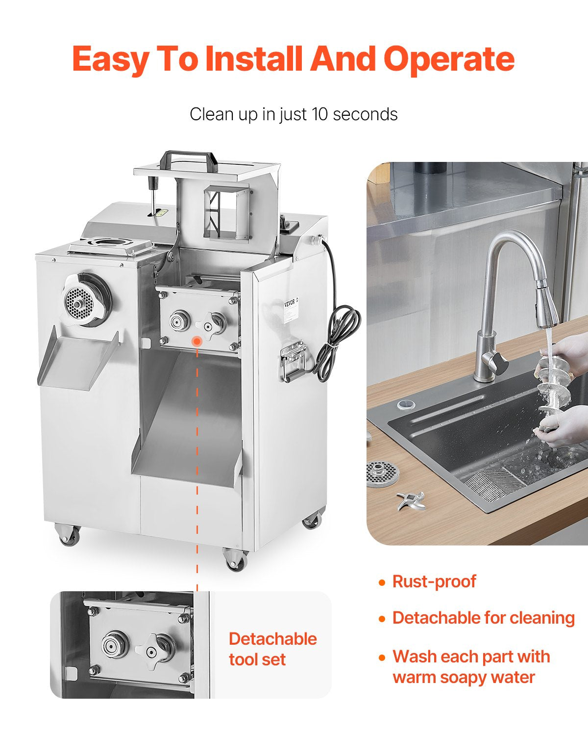 Meat Grinder & Slicer | 6.35kg/min Sausage Maker | Commercial Grade