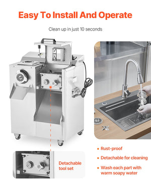 Meat Grinder & Slicer | 6.35kg/min Sausage Maker | Commercial Grade