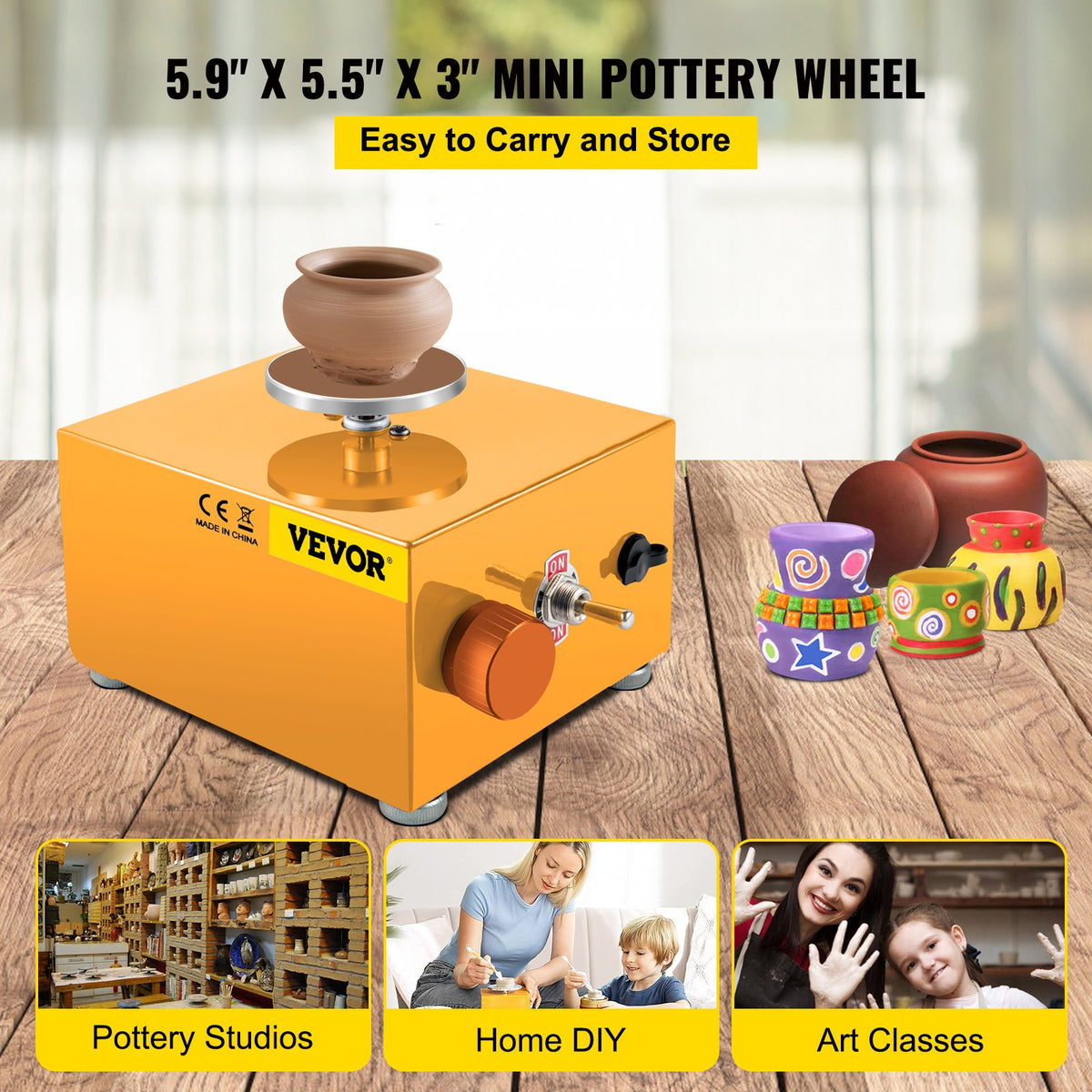 Mini Pottery Wheel 30W | 0-2000RPM Electric Clay Sculpting Kit