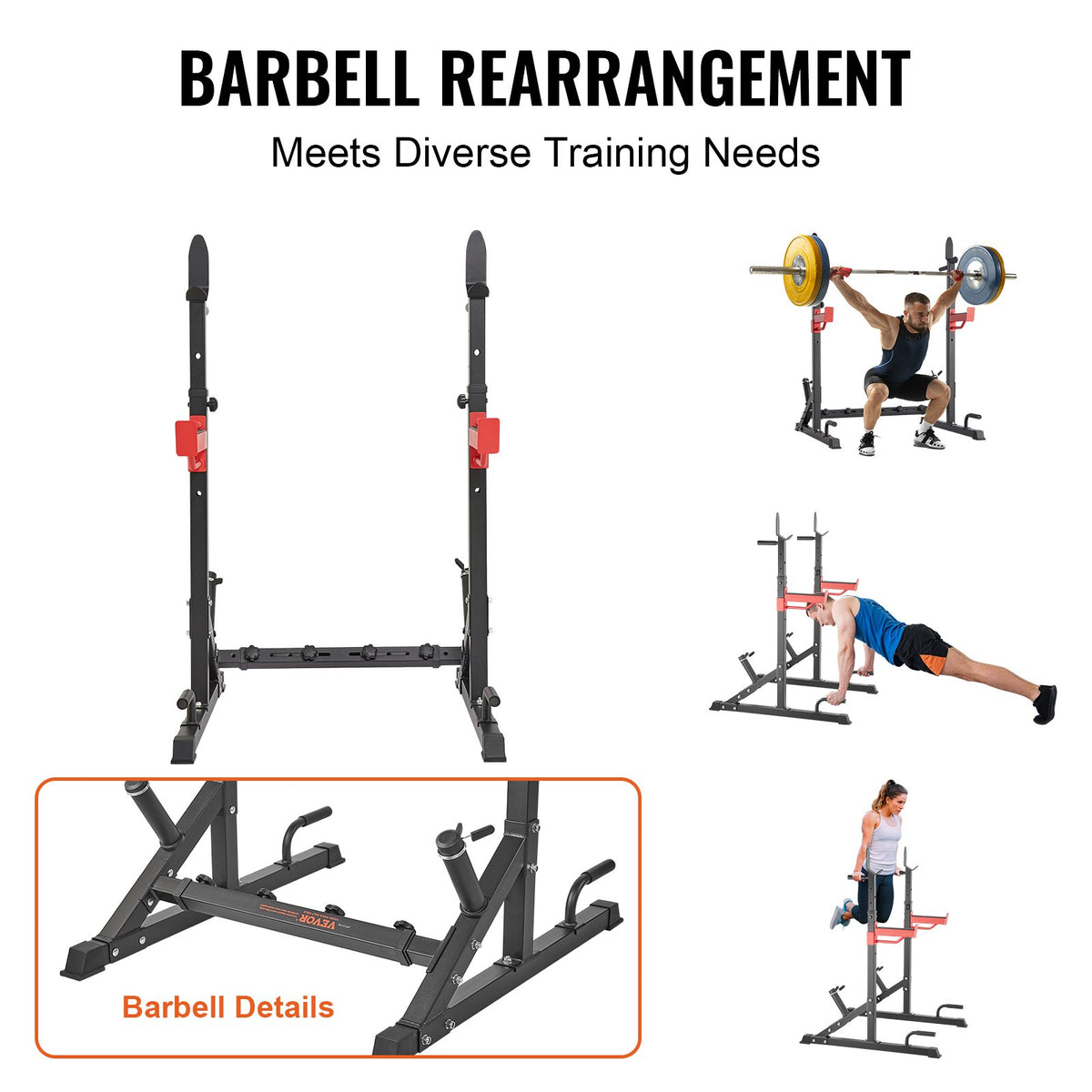 Squat Rack | Adjustable Heavy Duty Barbell Power Stand