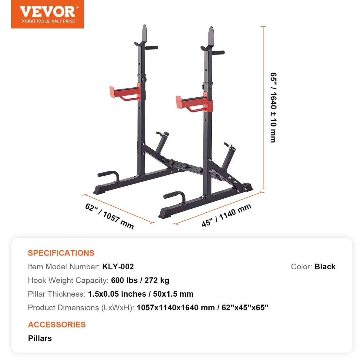 Squat Rack | Adjustable Heavy Duty Barbell Power Stand