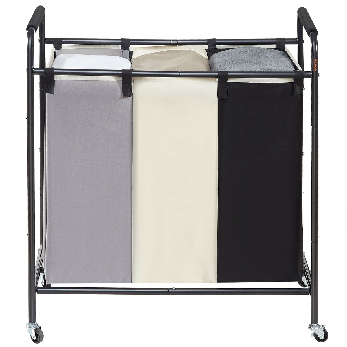 Laundry Sorter Cart | 3-Section Heavy Duty Hamper with Lockable Wheels | Clothes Storage Organizer