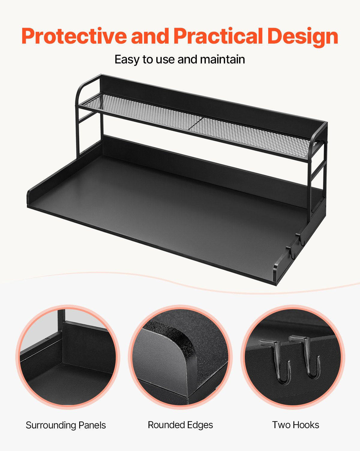 Washer Dryer Countertop | 54x27" Wooden Cover with Storage Shelf | Black