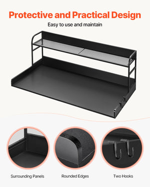 Washer Dryer Countertop | 54x27" Wooden Cover with Storage Shelf | Black