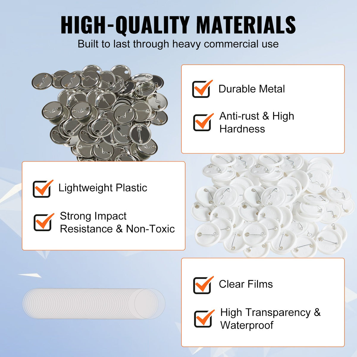 Button Badge Parts | 1.25" Supplies for Maker Machine | 500 Sets