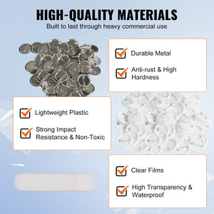 Button Badge Parts | 1.25" Supplies for Maker Machine | 500 Sets