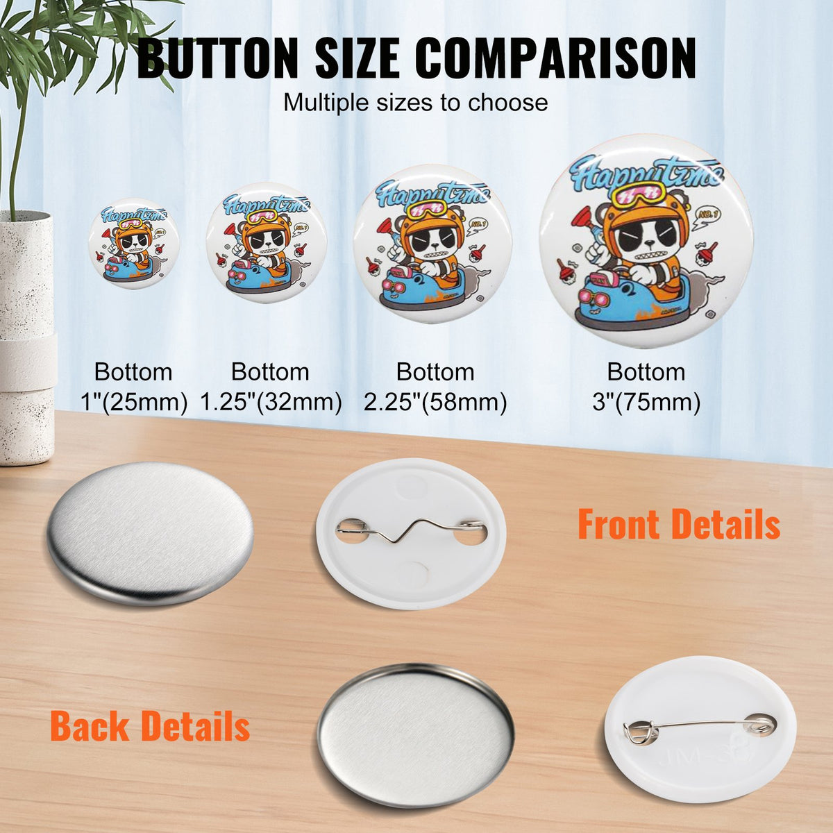 Button Badge Parts | 1.25" Supplies for Maker Machine | 500 Sets