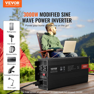 Modified Sine Wave Inverter 3000W | DC 12V to AC 230V | LCD Display | CE/FCC Certified