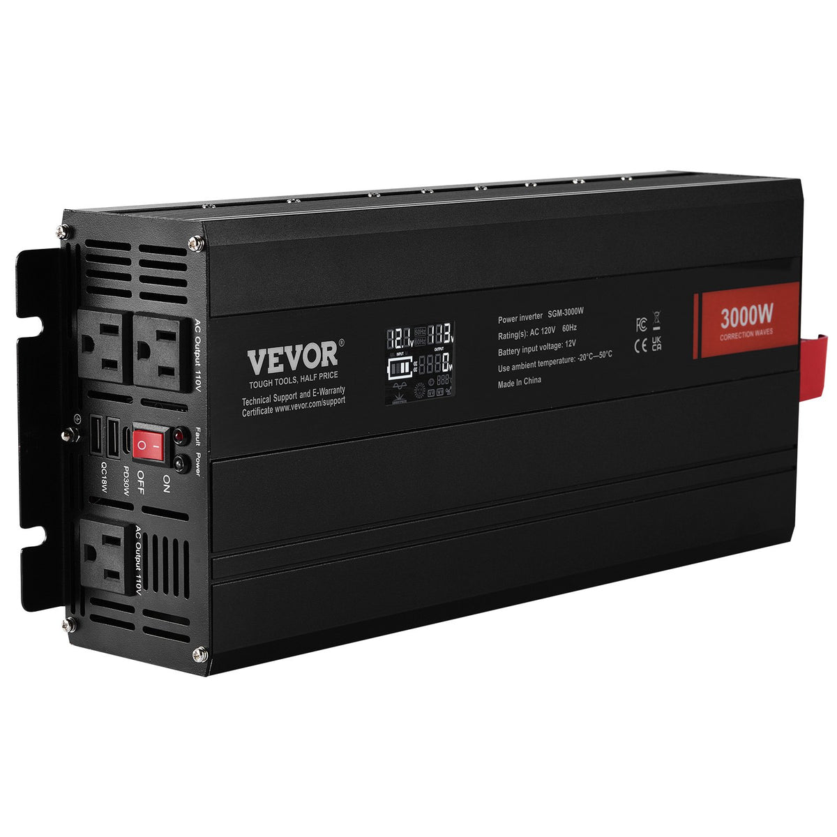 Modified Sine Wave Inverter 3000W | DC 12V to AC 230V | LCD Display | CE/FCC Certified