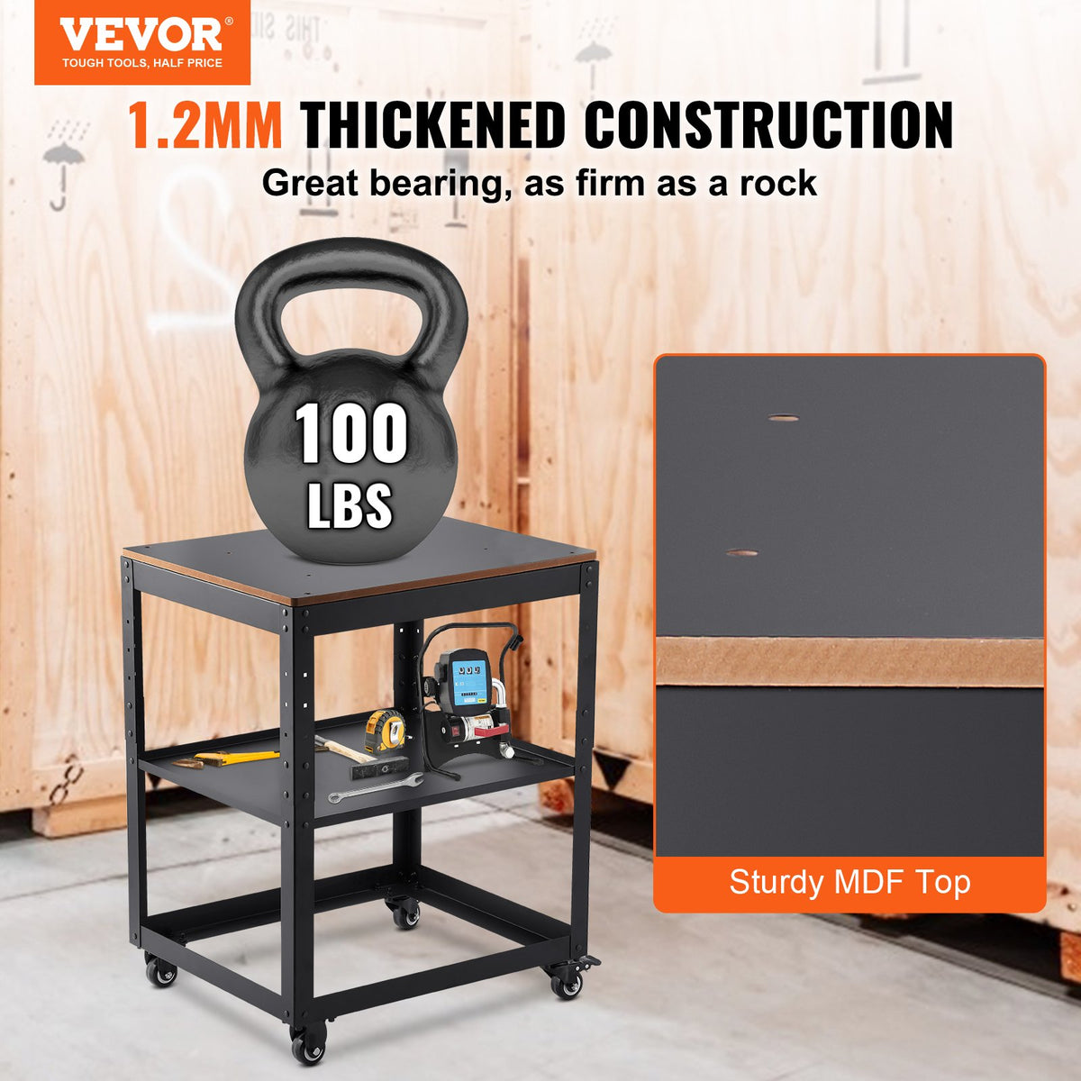Planer Stand 45kg Capacity | 3-Height Adjustable Table with Casters & Storage | Fits Most Planers, Saws & Benchtop Tools