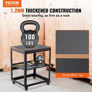 Planer Stand 45kg Capacity | 3-Height Adjustable Table with Casters & Storage | Fits Most Planers, Saws & Benchtop Tools