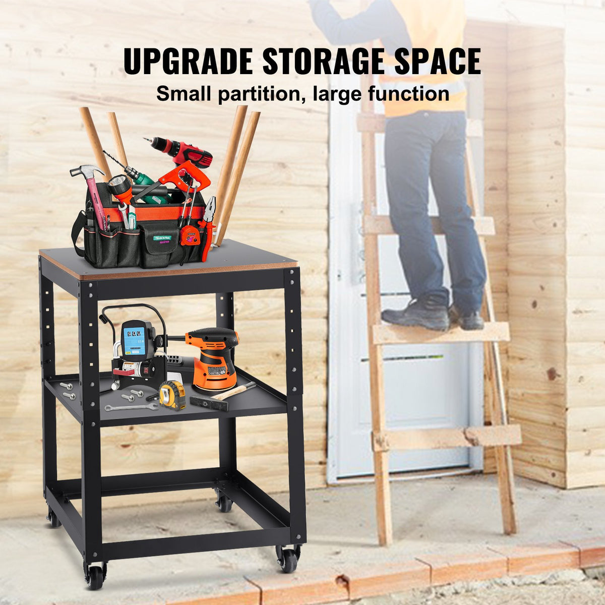 Planer Stand 45kg Capacity | 3-Height Adjustable Table with Casters & Storage | Fits Most Planers, Saws & Benchtop Tools