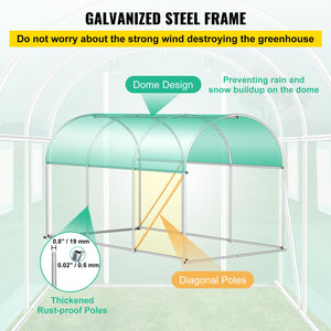Walk-in Tunnel Greenhouse | 12x7x7 ft | Galvanised Frame & Waterproof Cover