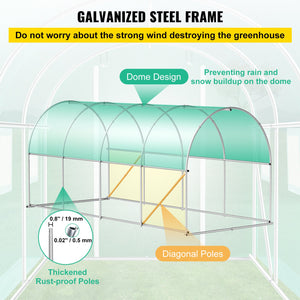 Walk-in Tunnel Greenhouse | 15x7x7 ft | Galvanised Frame & Waterproof Cover