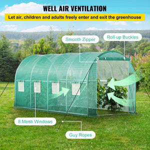 Walk-in Tunnel Greenhouse | 15x7x7 ft | Galvanised Frame & Waterproof Cover