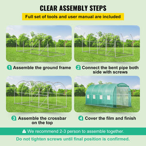 Walk-in Tunnel Greenhouse | 15x7x7 ft | Galvanised Frame & Waterproof Cover