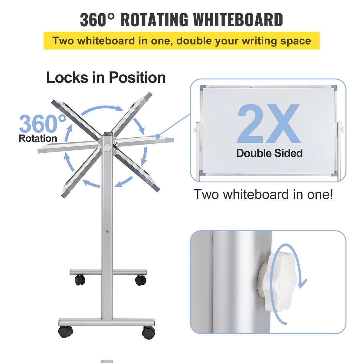 Mobile Whiteboard | 60x90cm Magnetic Double-Sided Board with Stand