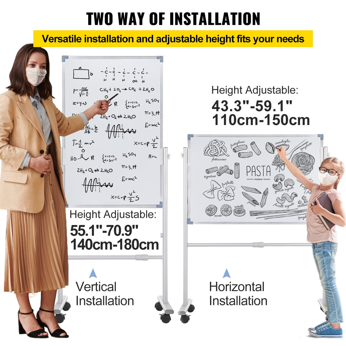 Mobile Whiteboard | 60x90cm Magnetic Double-Sided Board with Stand