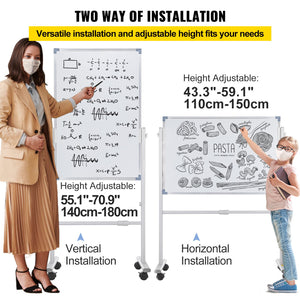 Mobile Whiteboard | 60x90cm Magnetic Double-Sided Board with Stand
