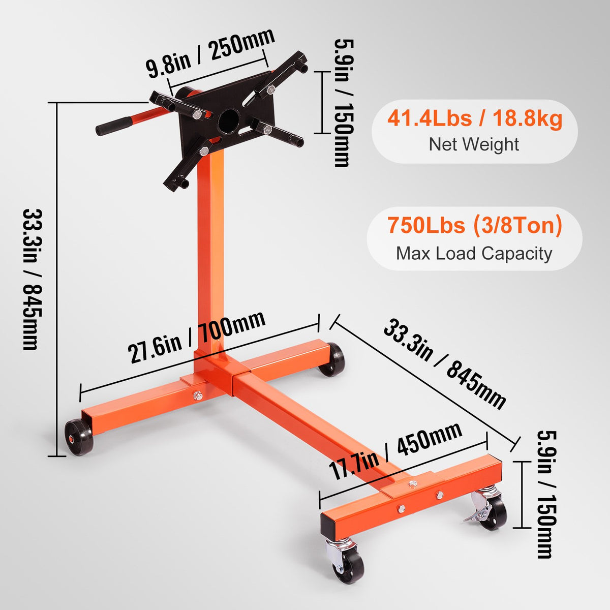 Engine Stand | 750LBS Motor Hoist Dolly with Adjustable Mounting Head