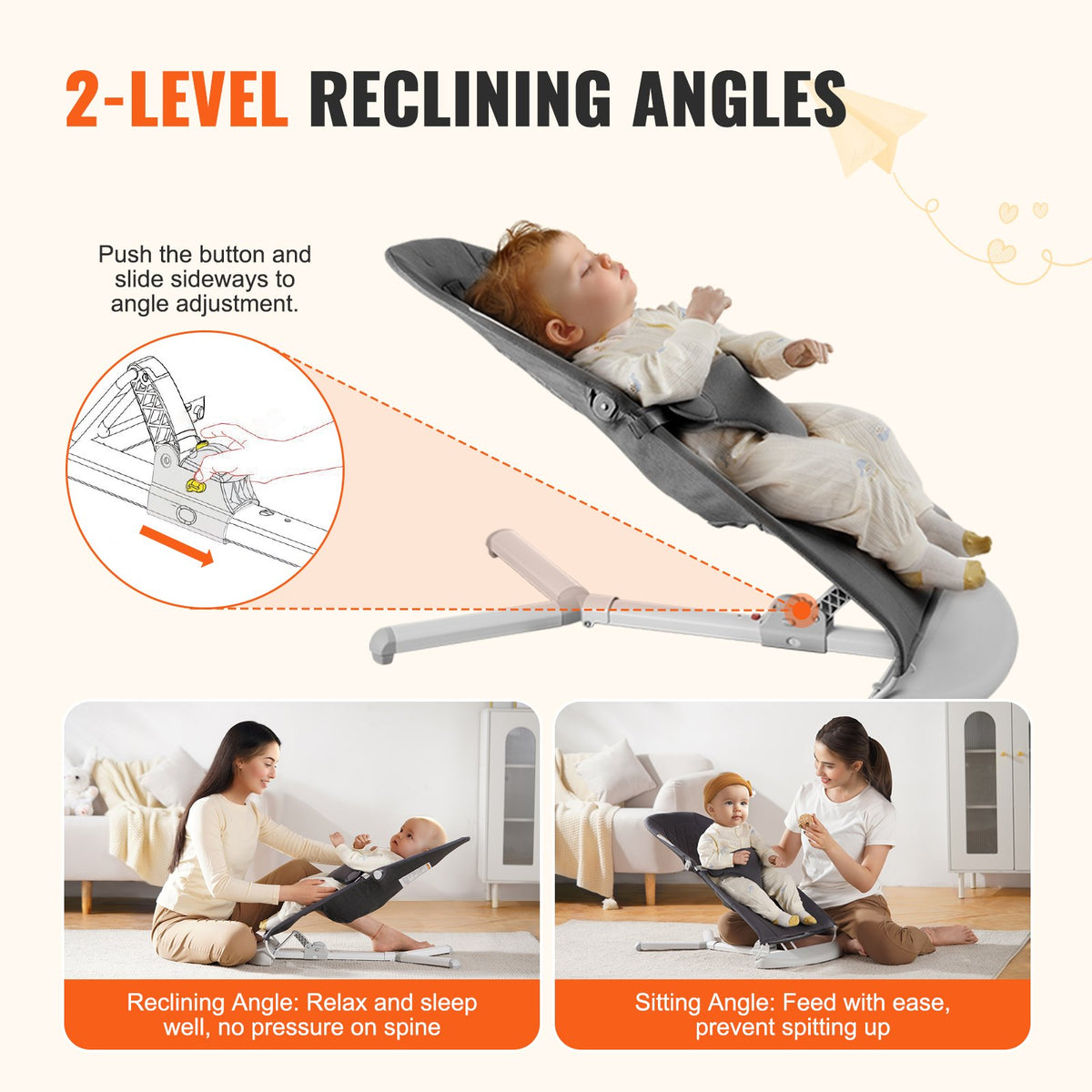 Baby Bouncer Seat | Folding Chair with 2 Recline Positions (Variant 2)