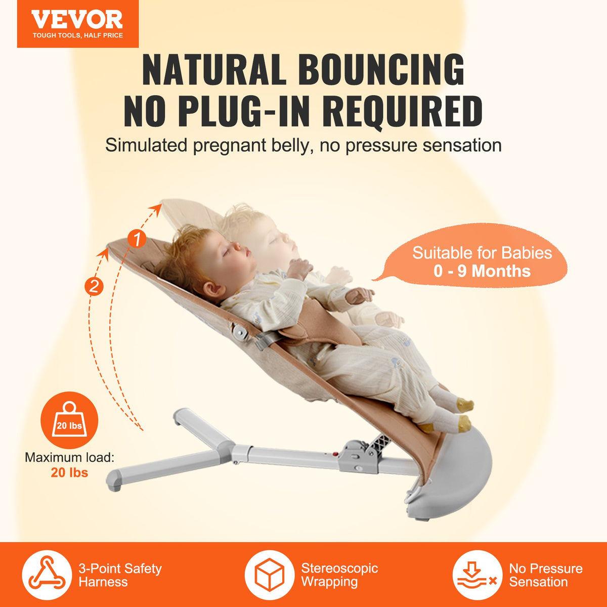 Baby Bouncer Seat | Folding Infant Chair with 2 Recline Positions