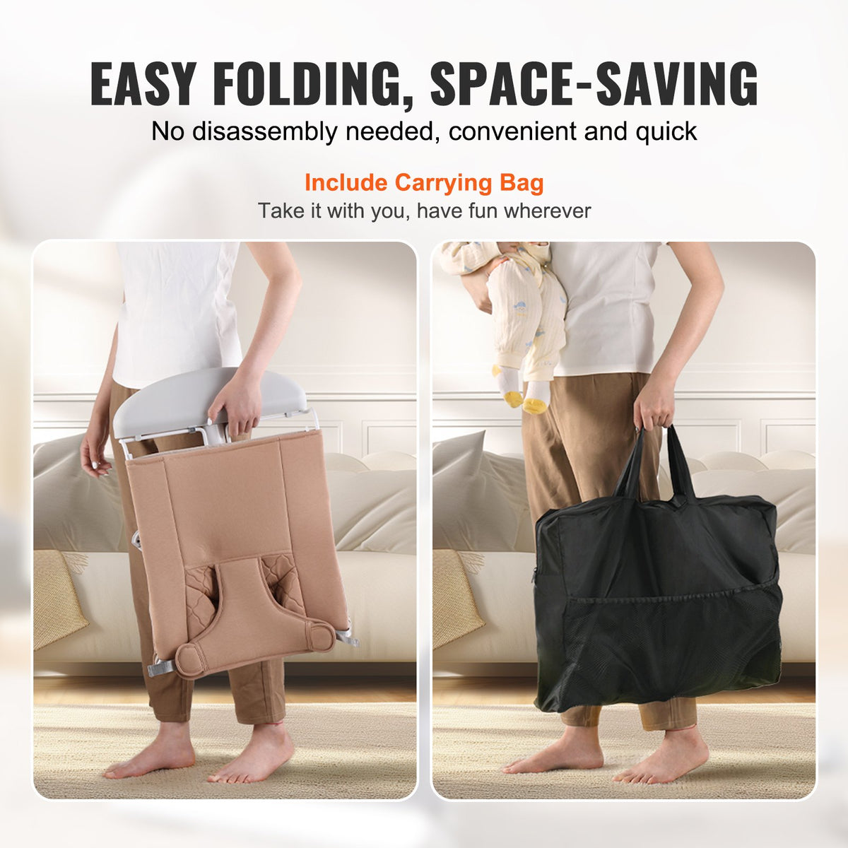 Baby Bouncer Seat | Folding Infant Chair with 2 Recline Positions