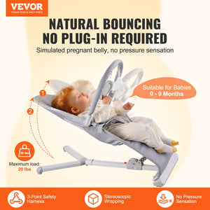 Baby Bouncer Seat | Folding Baby Chair with Toy Bar | Suitable for 0-9 Months