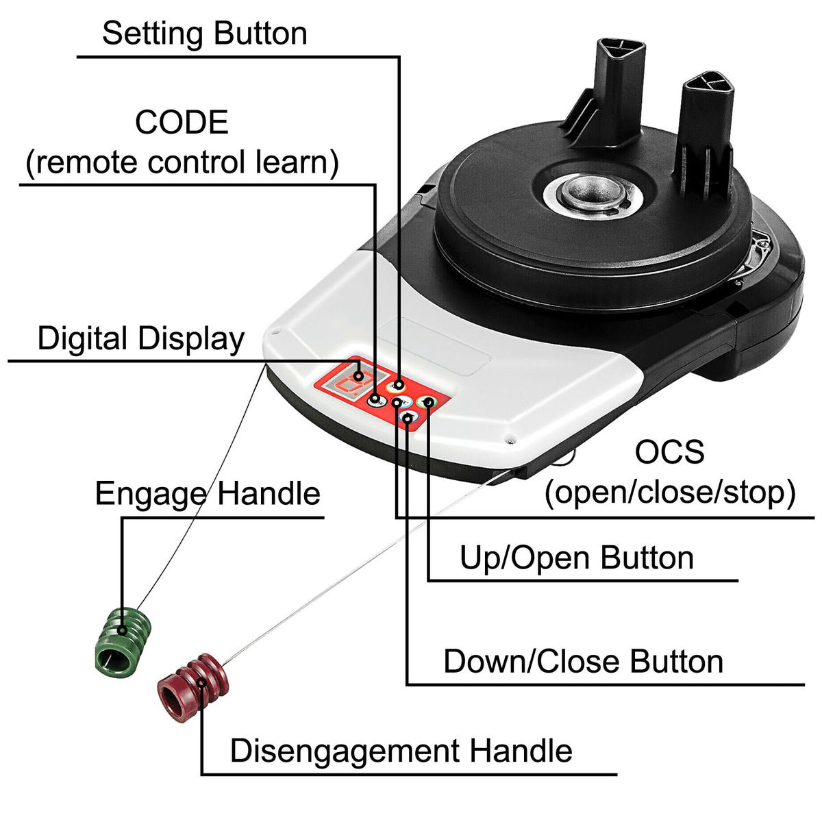Garage Roller Door Opener 800N | Electric Roller Gate Kit with 2 Remotes | 220V | For Residential & Commercial Garage Doors
