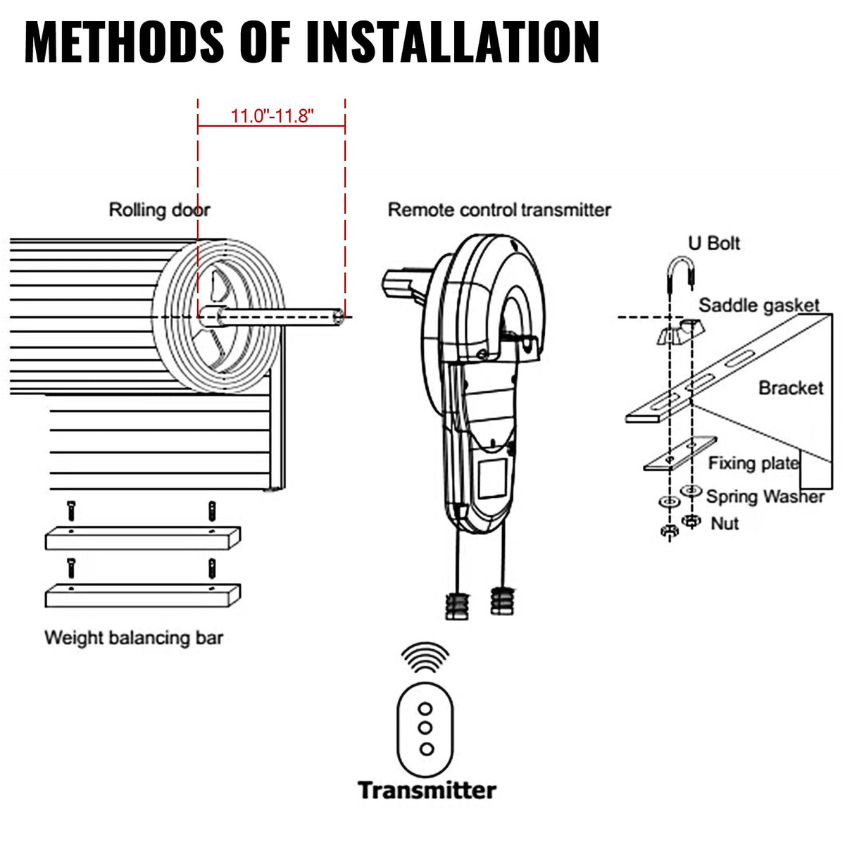 Garage Roller Door Opener 800N | Electric Roller Gate Kit with 2 Remotes | 220V | For Residential & Commercial Garage Doors