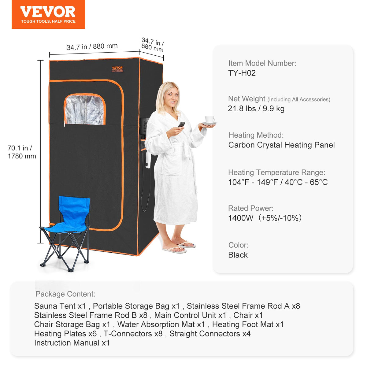 Sauna Tent | Far Infrared 1400W Portable Spa for Weight Loss & Detox