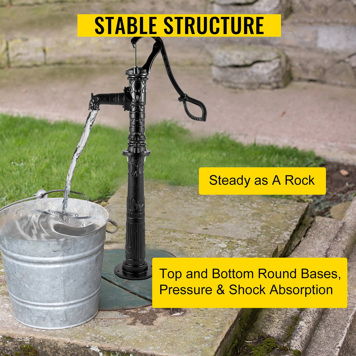 Antique Water Pump Stand | Black Pitcher Stand for Garden Yard