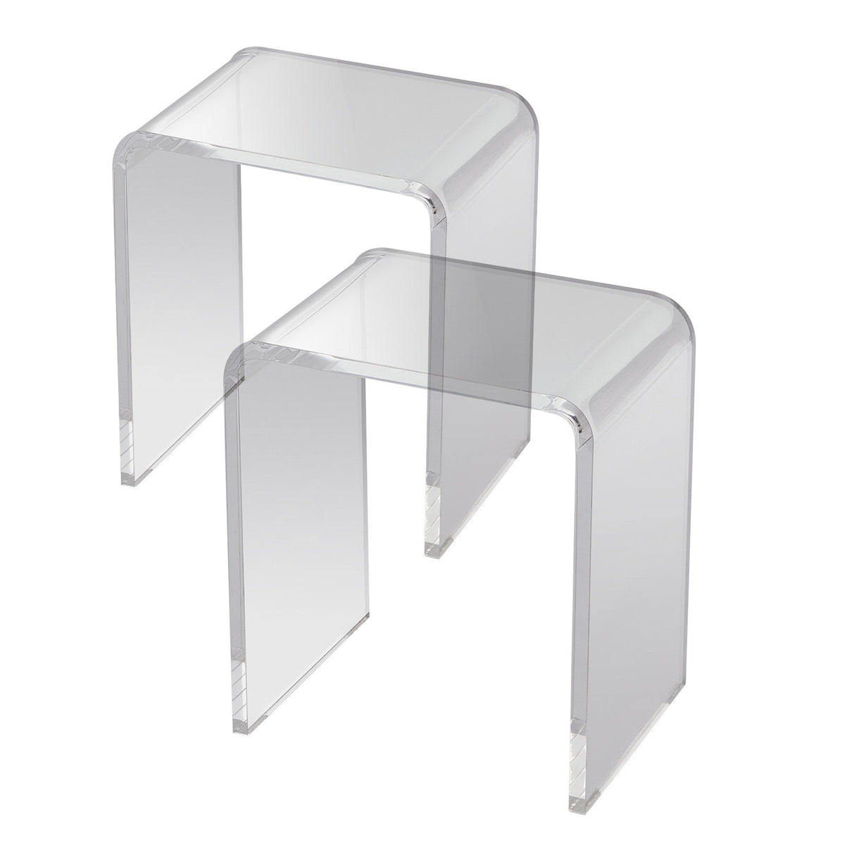 Acrylic Side Tables | 2-Pack C-Shaped Lucite End Tables | Clear Small Tables for Living Room or Bedroom