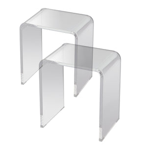 Acrylic Side Tables | 2-Pack C-Shaped Lucite End Tables | Clear Small Tables for Living Room or Bedroom
