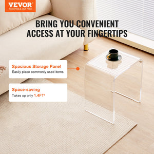 Acrylic Side Tables | 2-Pack C-Shaped Lucite End Tables | Clear Small Tables for Living Room or Bedroom