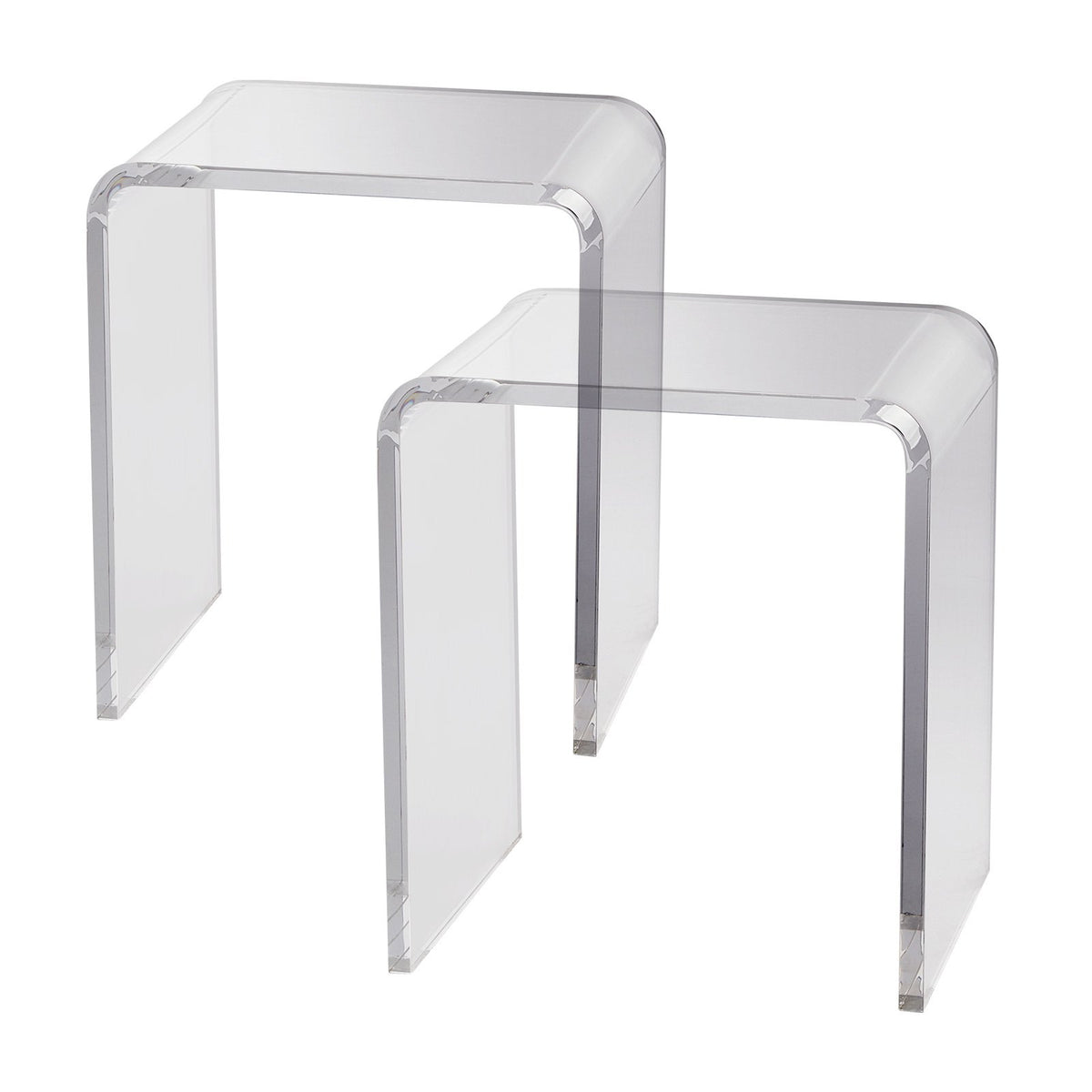 Acrylic Side Tables | 2-Pack C-Shaped Lucite End Tables | Clear Small Tables for Living Room or Bedroom