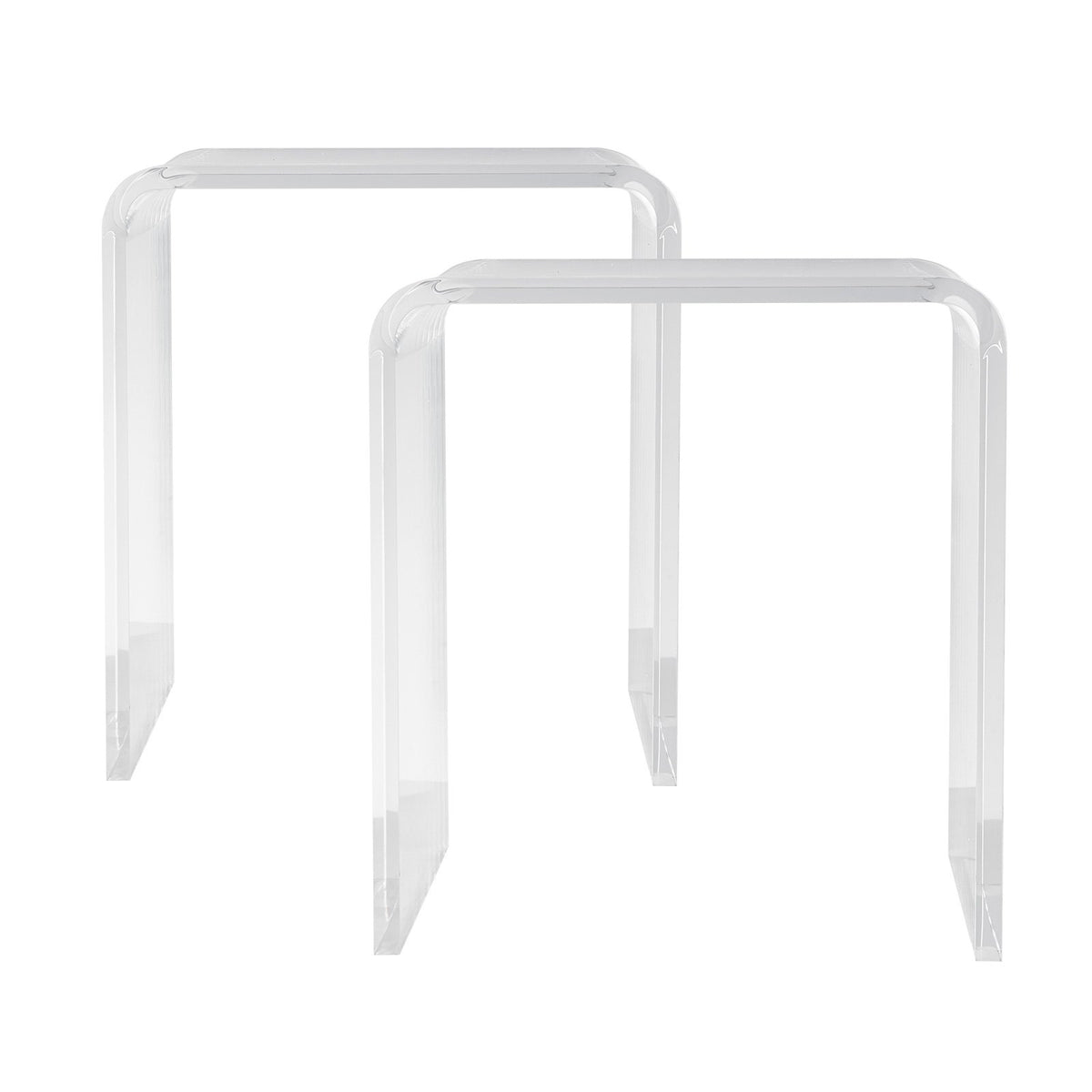 Acrylic Side Tables | 2-Pack C-Shaped Lucite End Tables | Clear Small Tables for Living Room or Bedroom