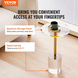 Clear Acrylic End Table | Round 11.9" Top | 21.4" Height