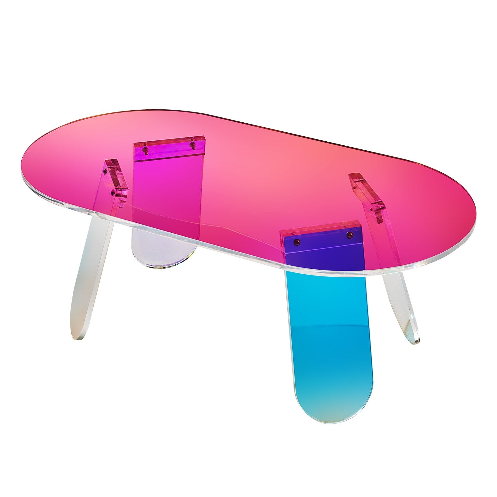 Iridescent Acrylic Coffee Table | 13.8" High Colorful Side Table | Modern Living Room or Patio Décor
