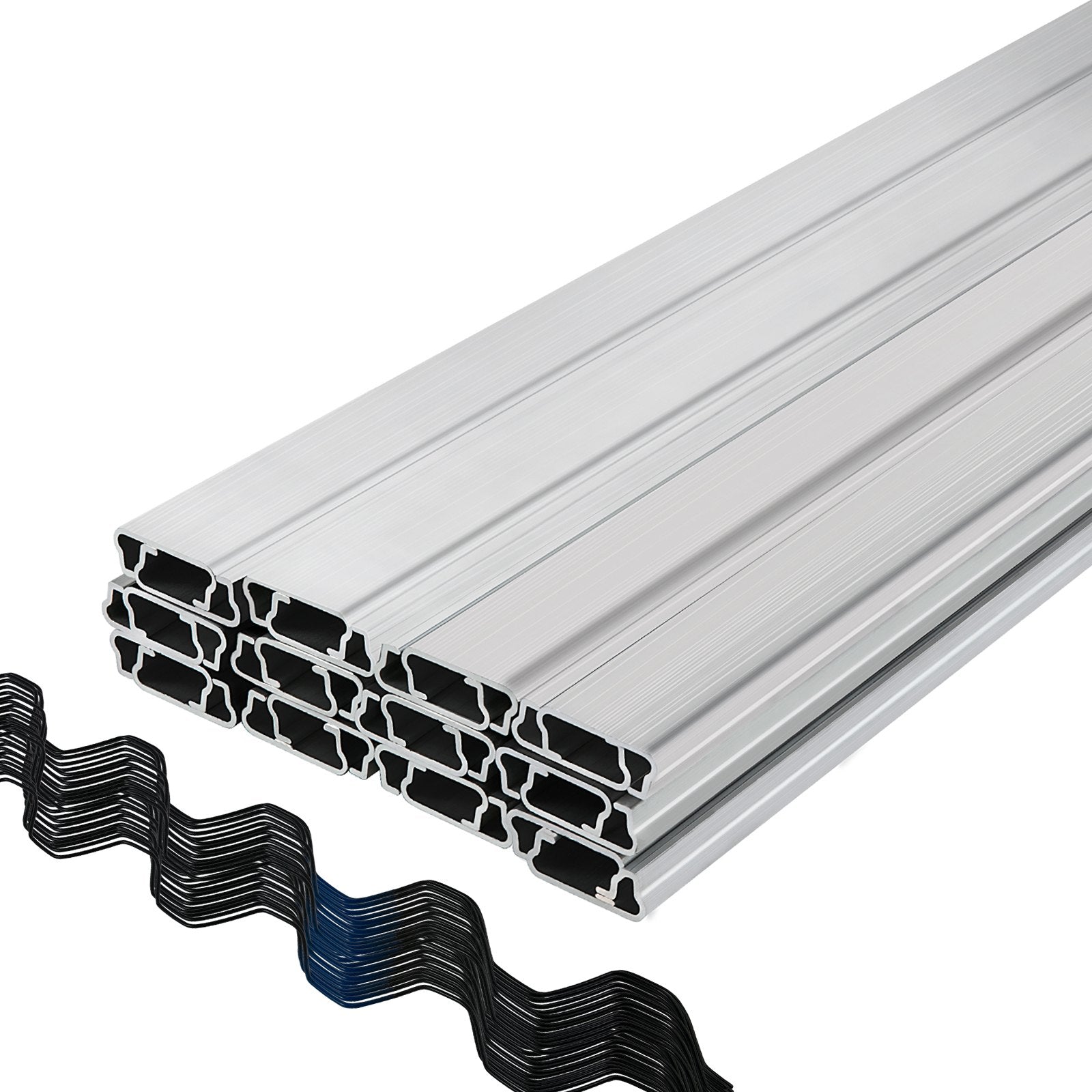 Greenhouse Spring Wire & Lock Channel 2m | 50 Pack PE Coated Wire & Aluminium U-Channel | For Plastic Film & Shade Cloth Attachment