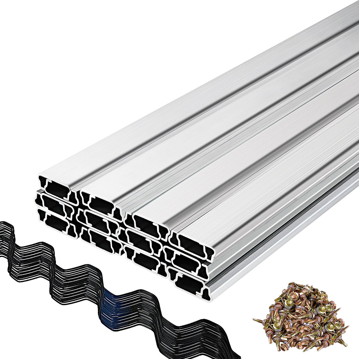 Greenhouse Spring Wire & Lock Channel 2m | 50 Pack PE Coated Wire & Aluminium U-Channel | For Plastic Film & Shade Cloth Attachment